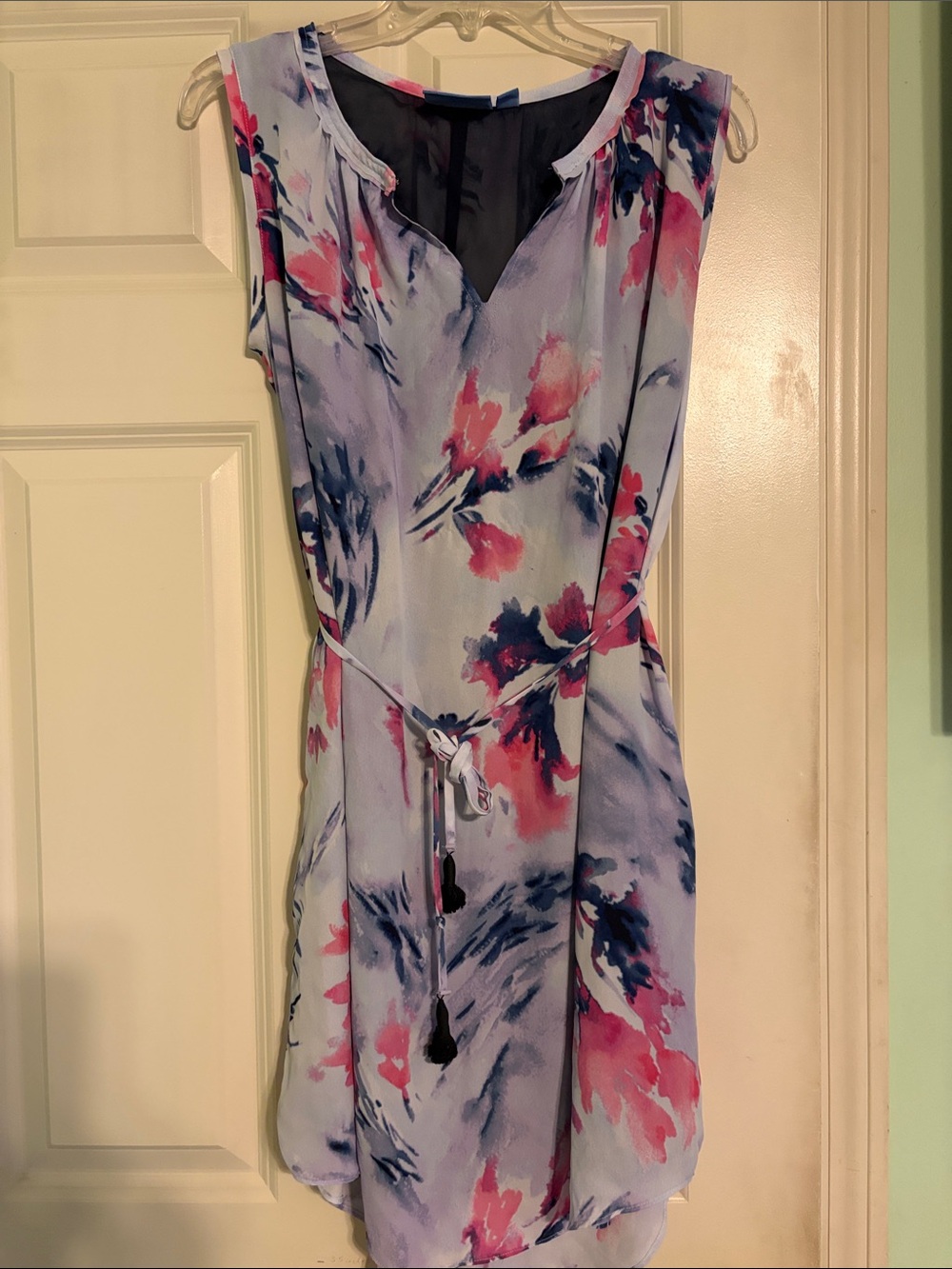 Simply Vera Vera Wang Lavender Watercolor Floral Tie-Waist Mini Dress